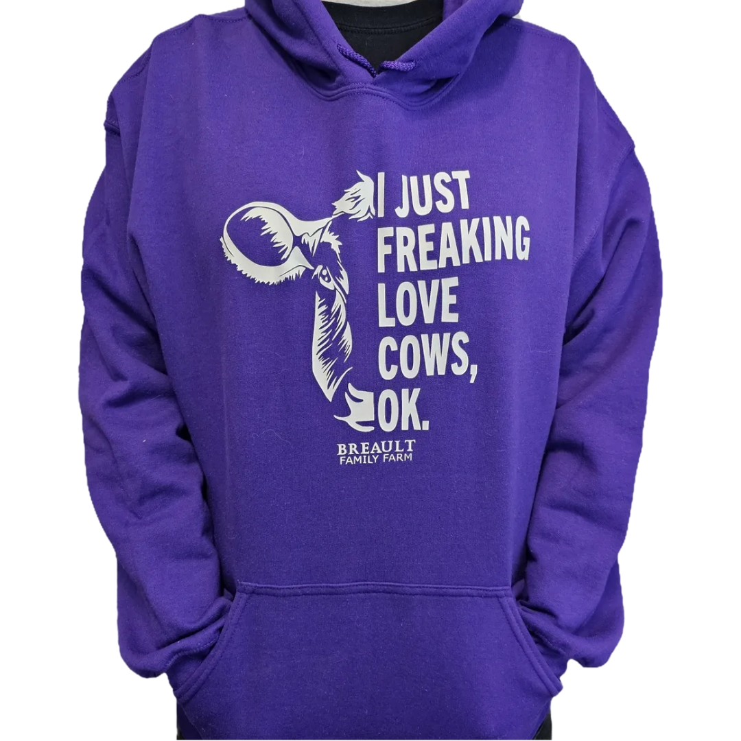 "I Just Freaking Love Cows" Adult Hoodie