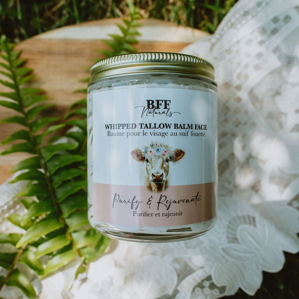Balm jar with a cow illustration on a natural background