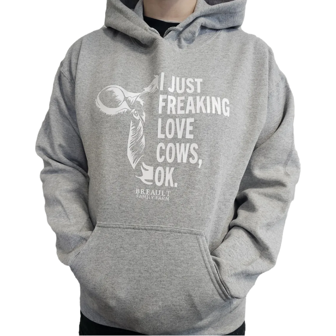 "I Just Freaking Love Cows" Adult Hoodie