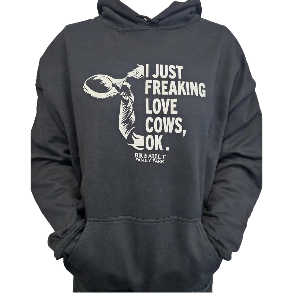 "I Just Freaking Love Cows" Adult Hoodie