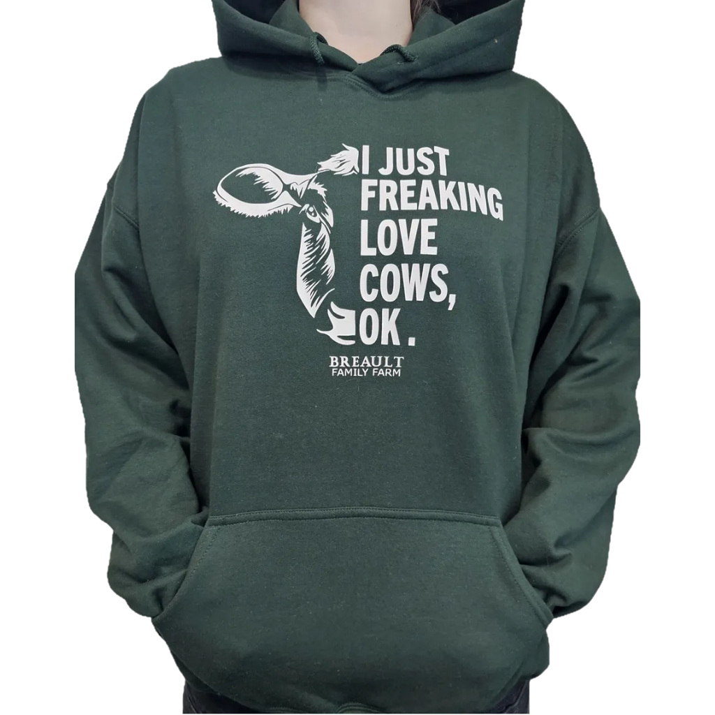 "I Just Freaking Love Cows" Adult Hoodie