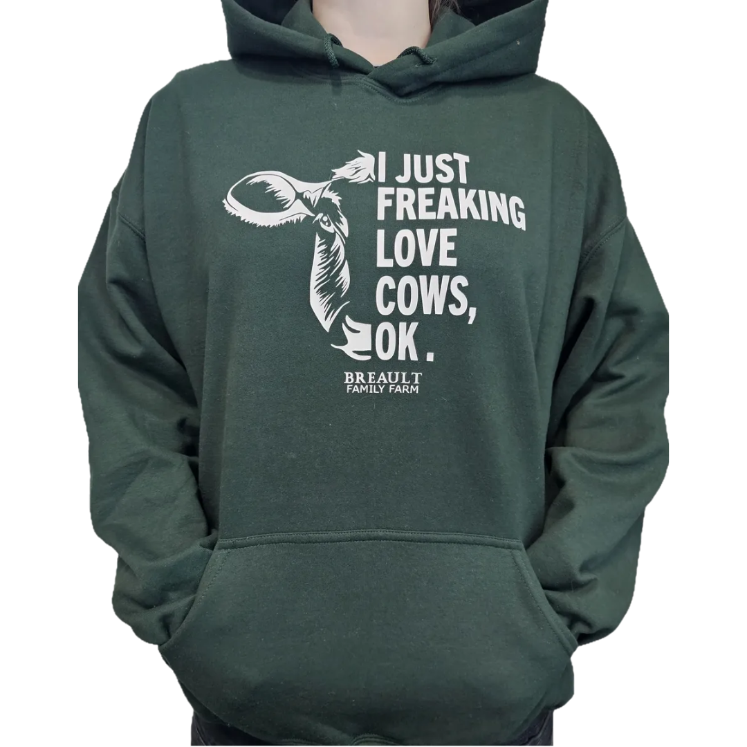 "I Just Freaking Love Cows" Adult Hoodie