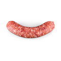 Uncooked beef sausage on a white background
