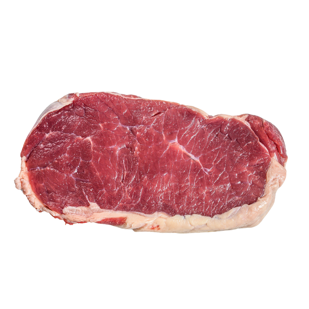 Beef Striplion steak on white background