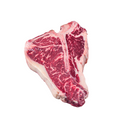 raw t-bone steak on a white background