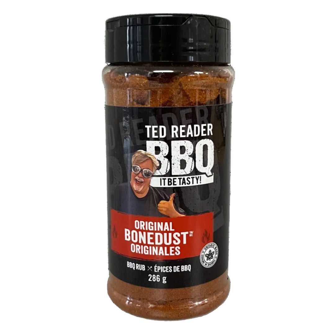 Jar of Ted Reader BBQ Original Bonedust on a white background