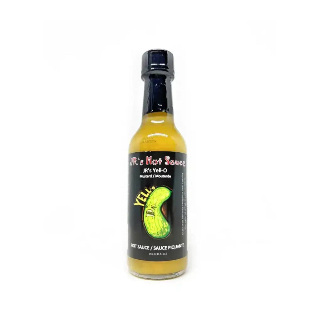 Bottle of Yell Hot Sauce on a white background