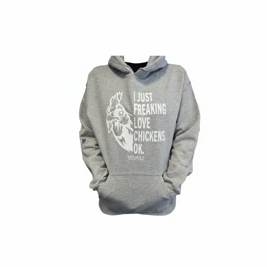 "I Just Freaking Love Chickens" Adult Hoodie