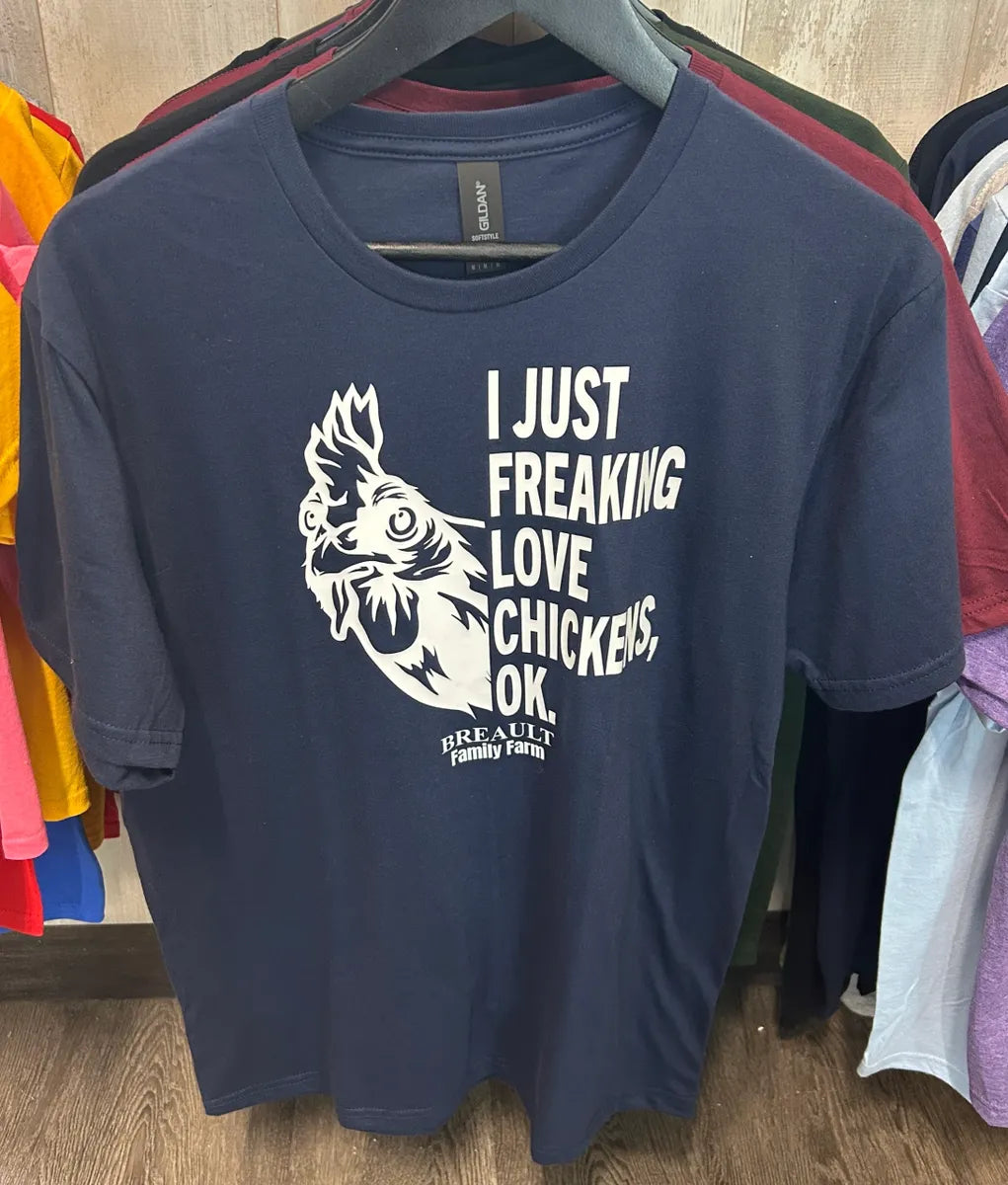 "I Just Freaking Love Cows/Chickens" Adult T-Shirt