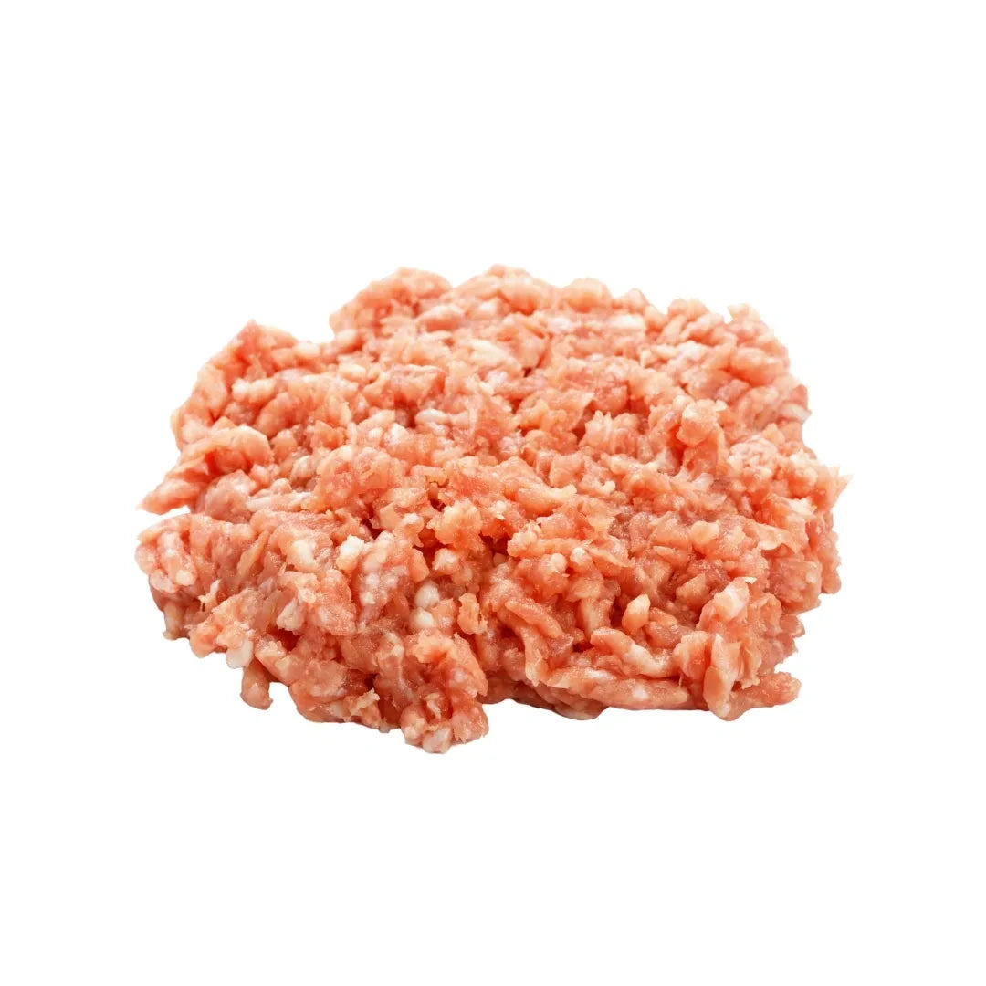 ground pork on a white background