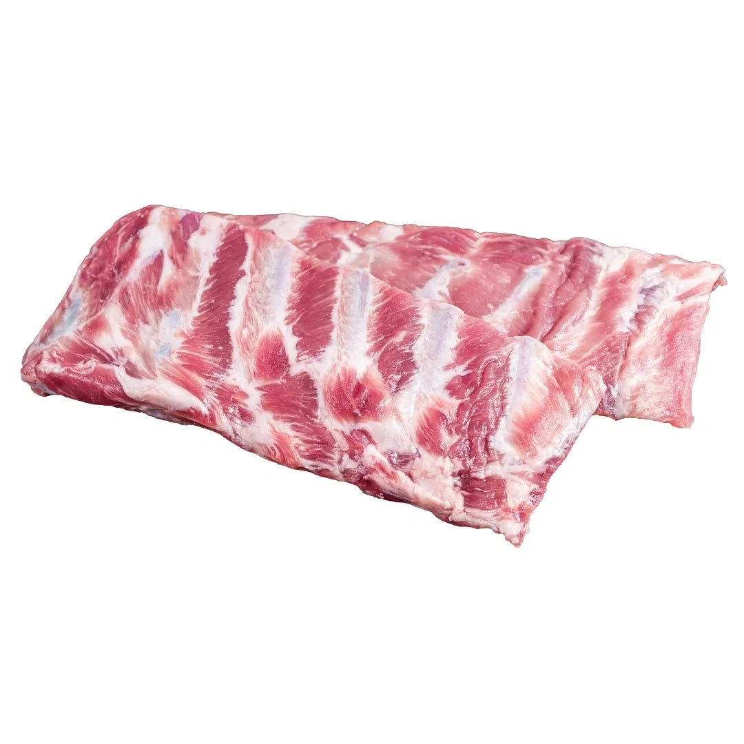 Raw pork side rib on a white background