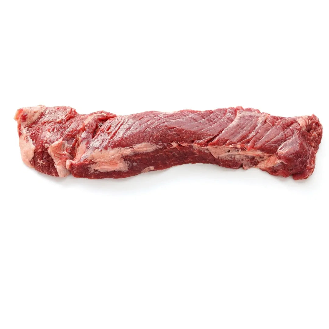 Bison skirt steak on a white background