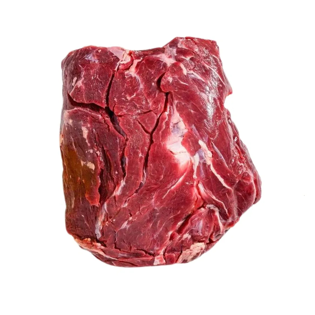 Bison sirloin tip roast on a white background